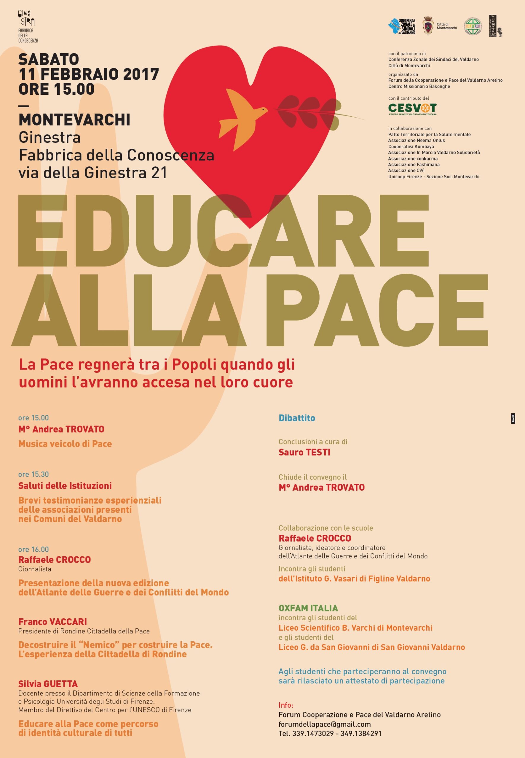Convegno “Educare alla Pace”. Forum Cooperazione e Pace Valdarno. Montevarchi 11/2/17